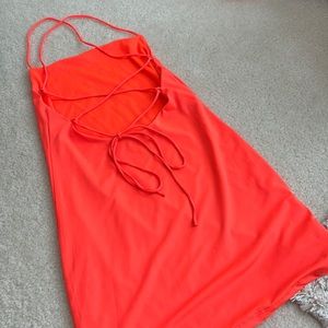 Neon orange mini dress